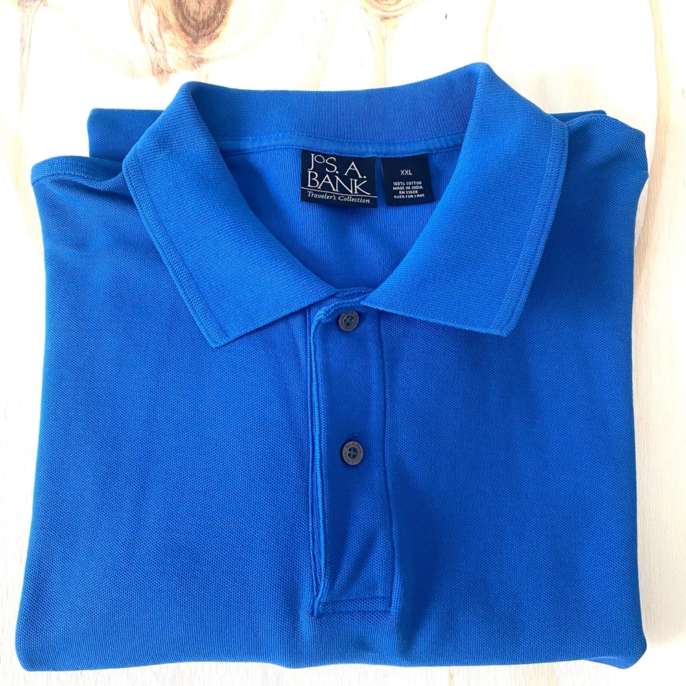 Jos A Bank Polo Shirt Men 2XL Celestial Blue Traveler Collection 100% Cotton